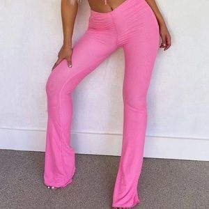 NWOT * Tiger Mist Pink Mesh Flare Pant with Ruch S
